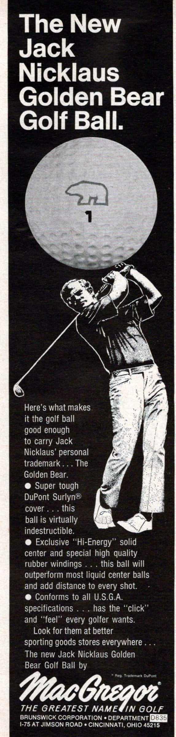 Golf ball history: The sport's evolution from stuffed leather to space-age science 18 Jack Nicklaus Golden Bear Golf Ball from MacGregor (1973) via ClickAmericana com