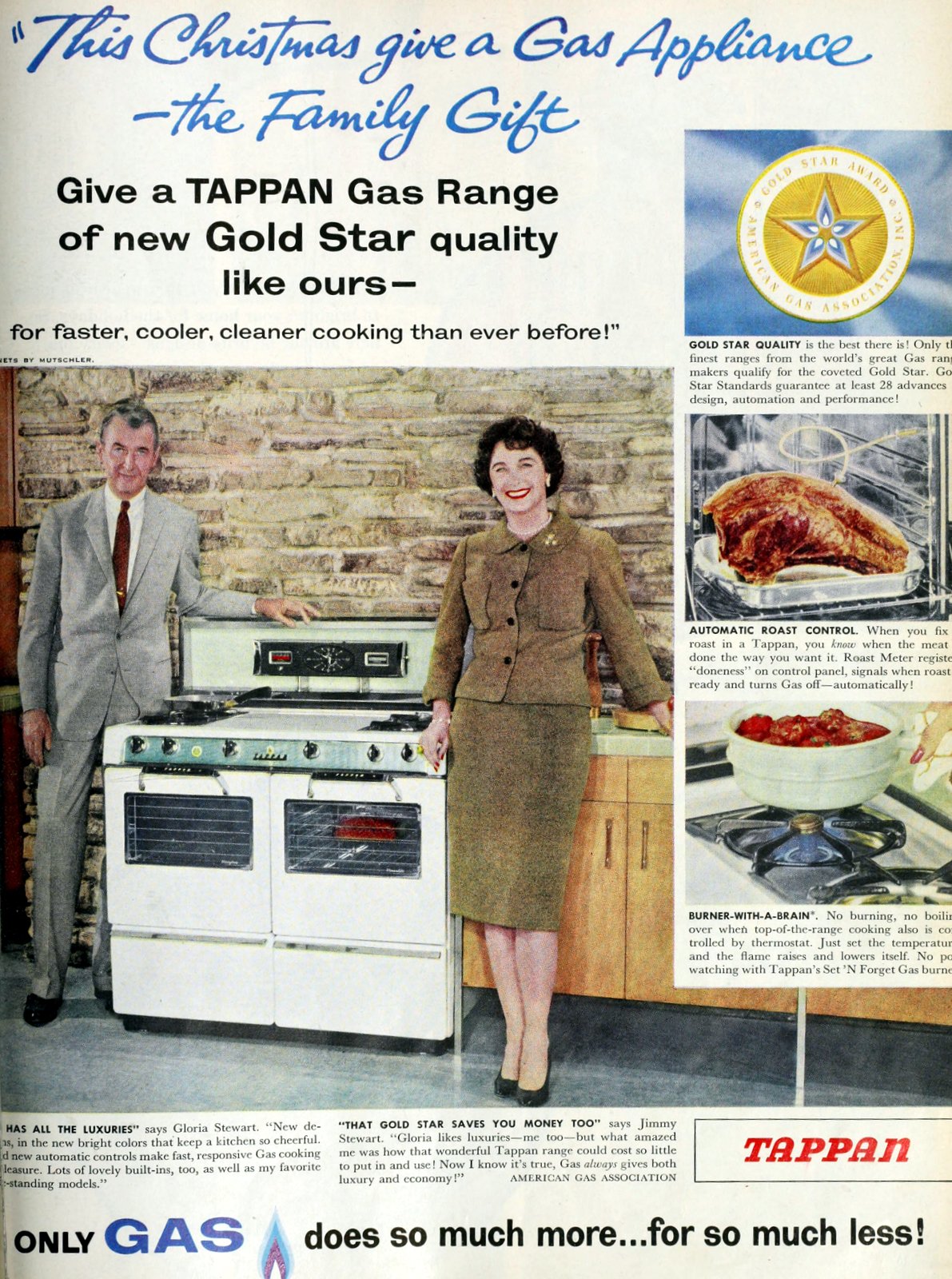 Gas range history: How the kitchen stove went from coal-fired monster to mid-century showpiece (1950s) 11 James Stewart for vintage Tappan gas ranges (1959) via ClickAmericana com
