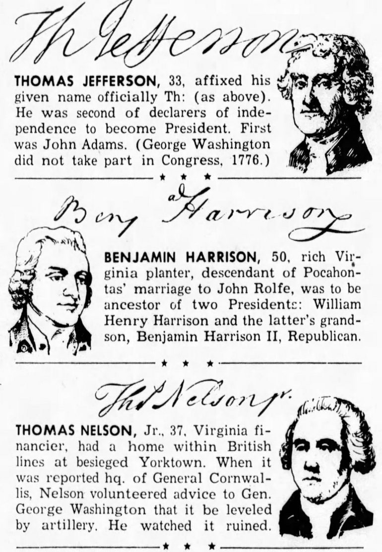 did benjamin harrison declaration of independence