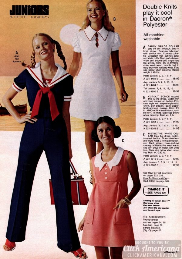 Juniors fashions for teens from 1973 JC Penney catalog Click Americana