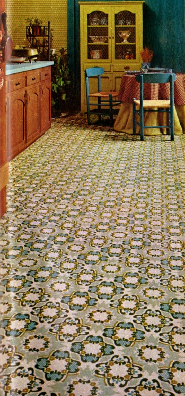 See vintage kitchen carpet from when it was popular home decor in the