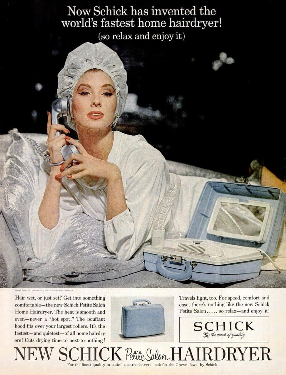 Vintage hair dryers - Schick Petite Salon Home Hairdryer (1962)