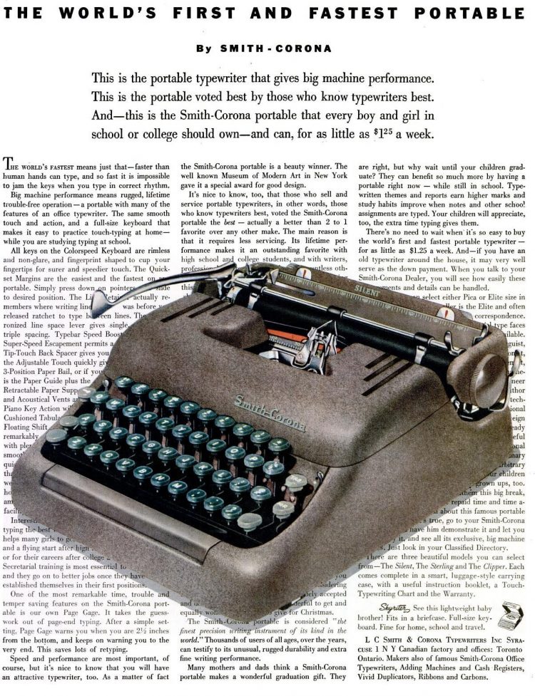 When portable manual typewriters started to get fancy with office