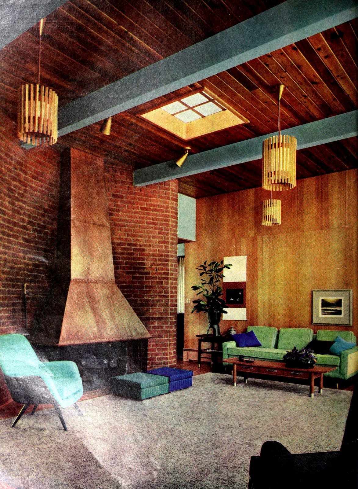 Stylish retro prefab fireplaces brought modern comfort to mid-century homes 17 Large vintage copper metal fireplace and hood (1956) via ClickAmericana com