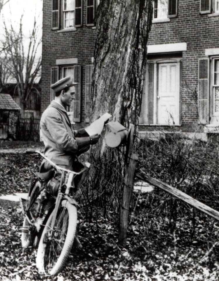 See vintage mail carriers & post office service carts from 100+ years