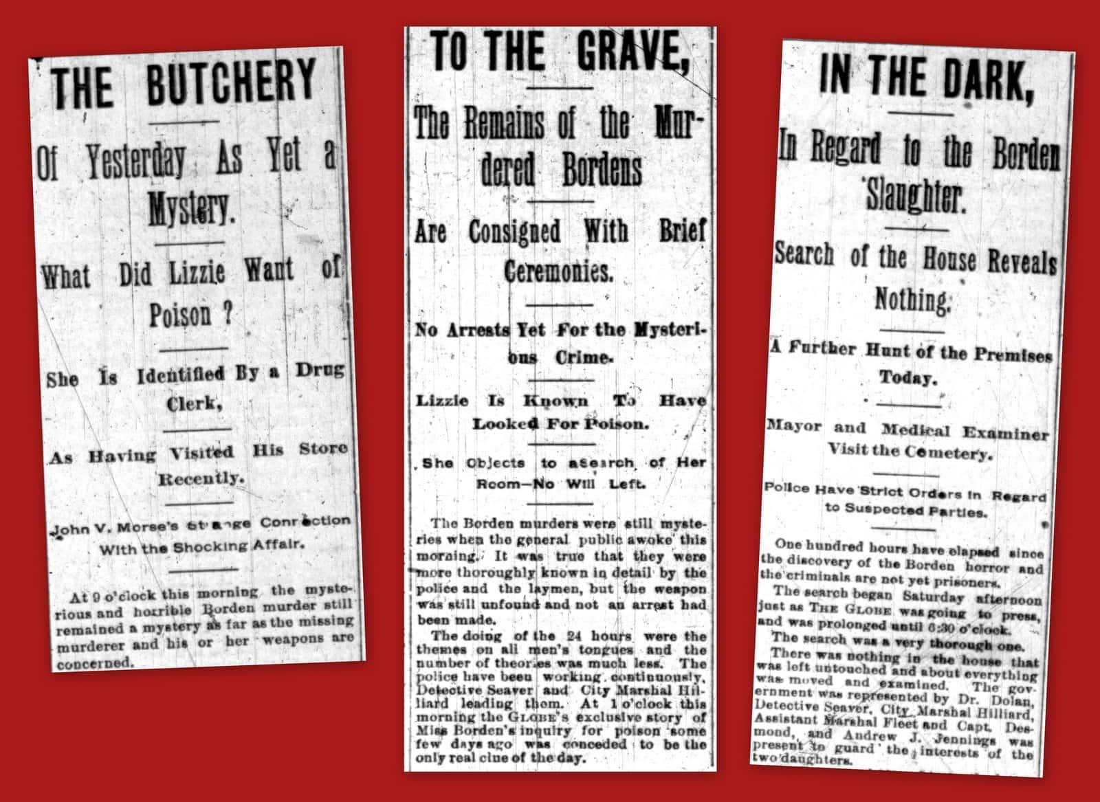 Lizzie Borden infamous axe murders - Early newspaper headlines
