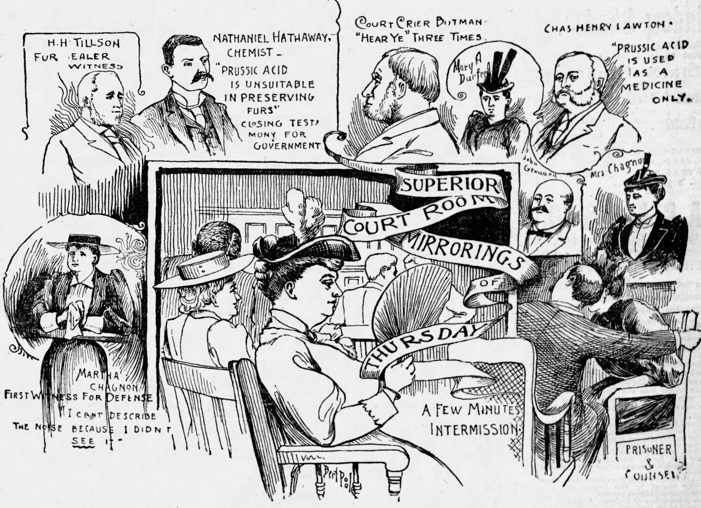 Lizzie Borden murder trial scenes - Boston Globe June 1893 (2)