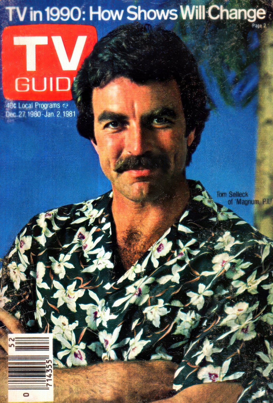 Magnum PI Tom Selleck on cover of TV Guide 1980 via ClickAmericana com