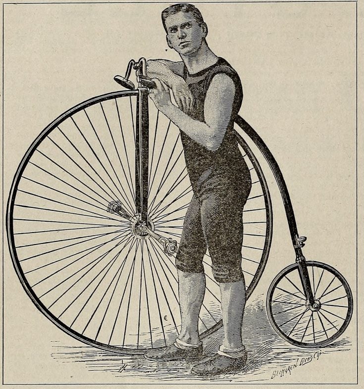 That big front wheel bike See why the penny farthing high wheel bike