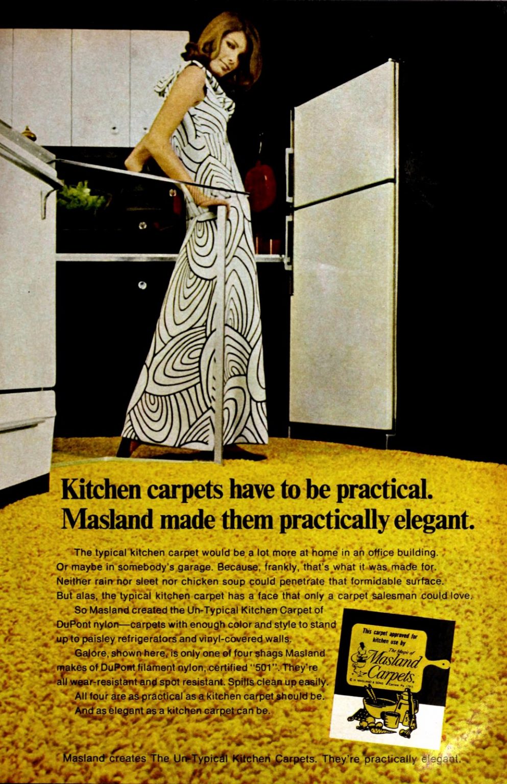 See vintage kitchen carpet from when it was popular home decor in the ...