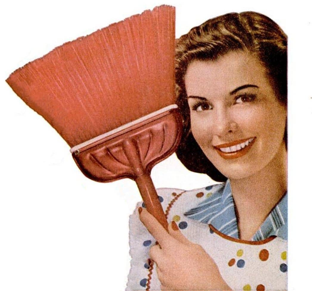 Easy, low-cost household tips from the '70s for cleaning, home improvement & more 2 May 18, 1953 Broom housewife cleaning