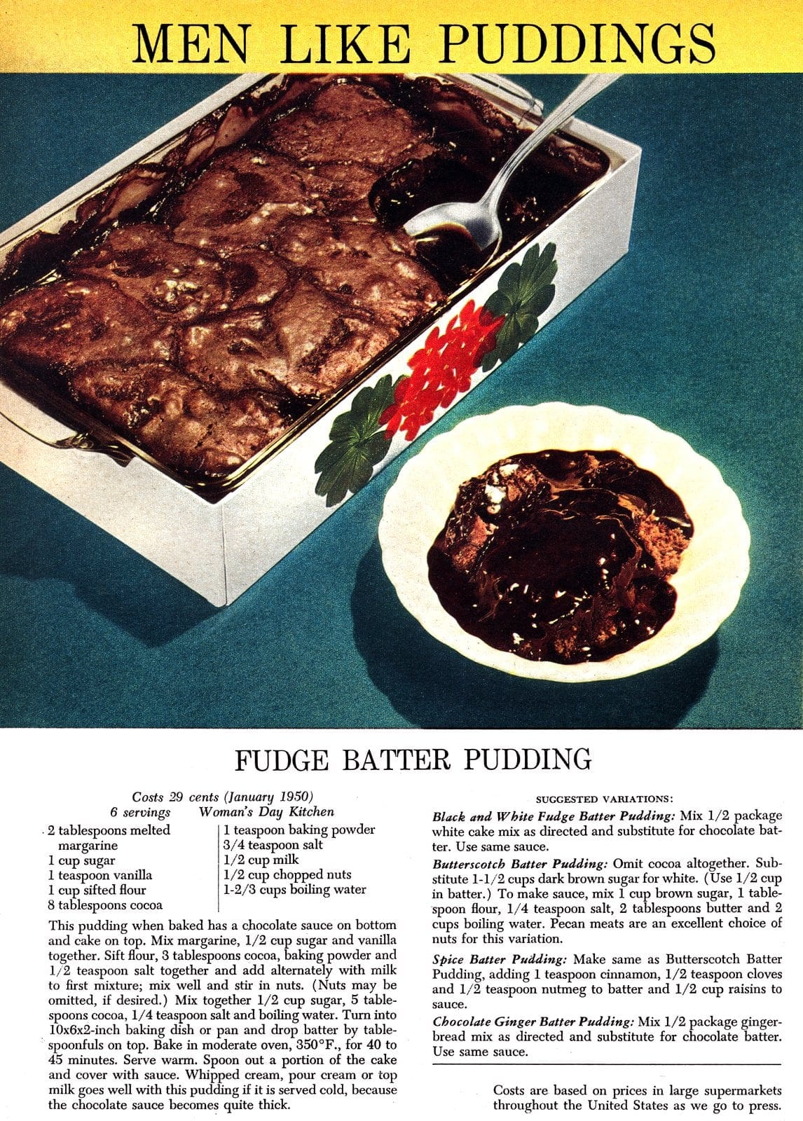 A gooey, chocolatey fudge batter pudding recipe from 1950 because