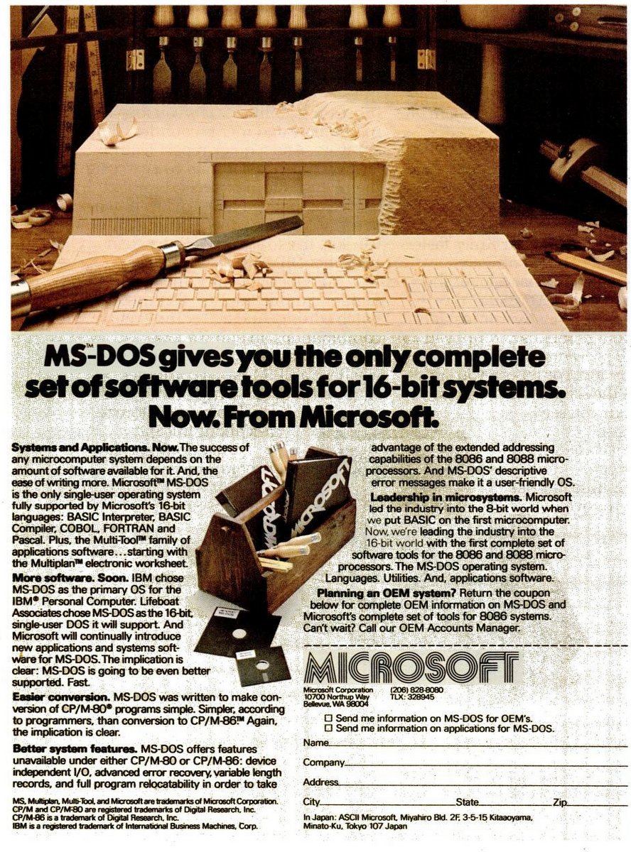 MS-DOS gives you the only complete set of software tools for 16-bit systems. Now. From Microsoft. (Dec 1982)