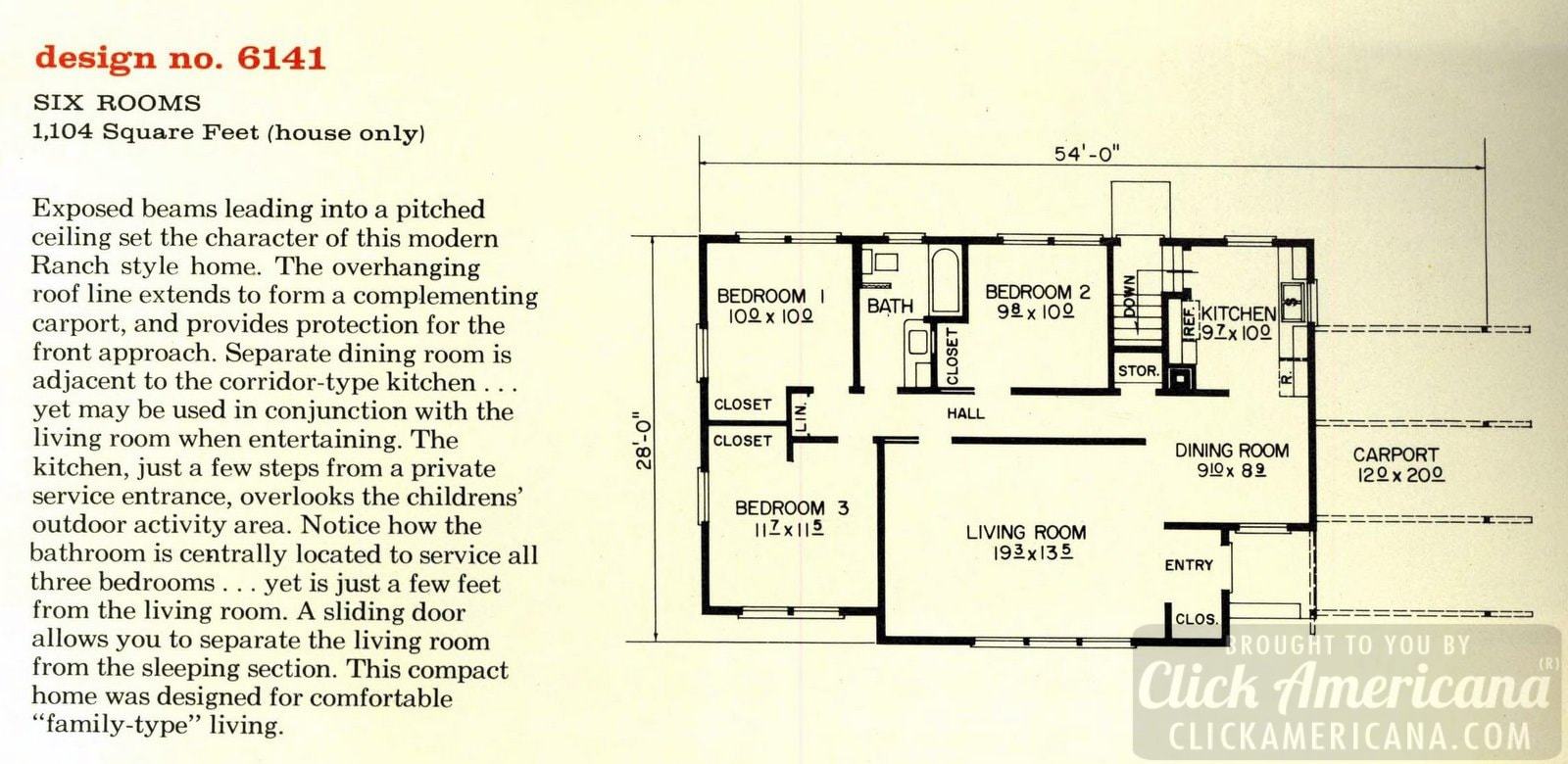 Mid-century modern house design plan 6141