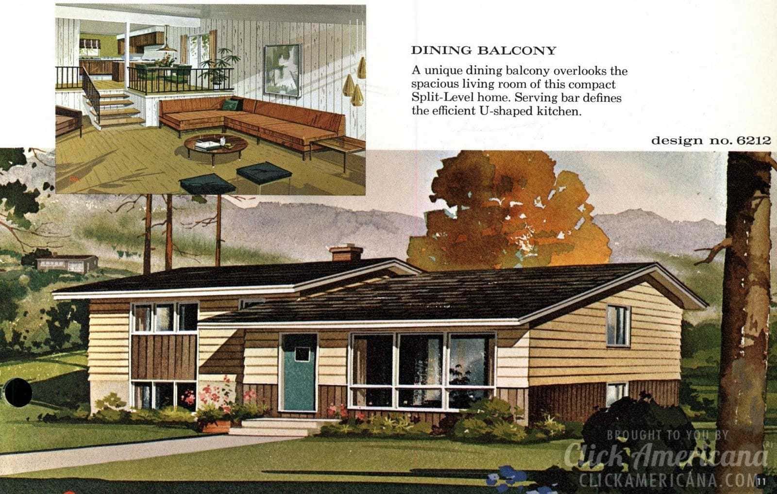 Mid-century modern house design plan 6212