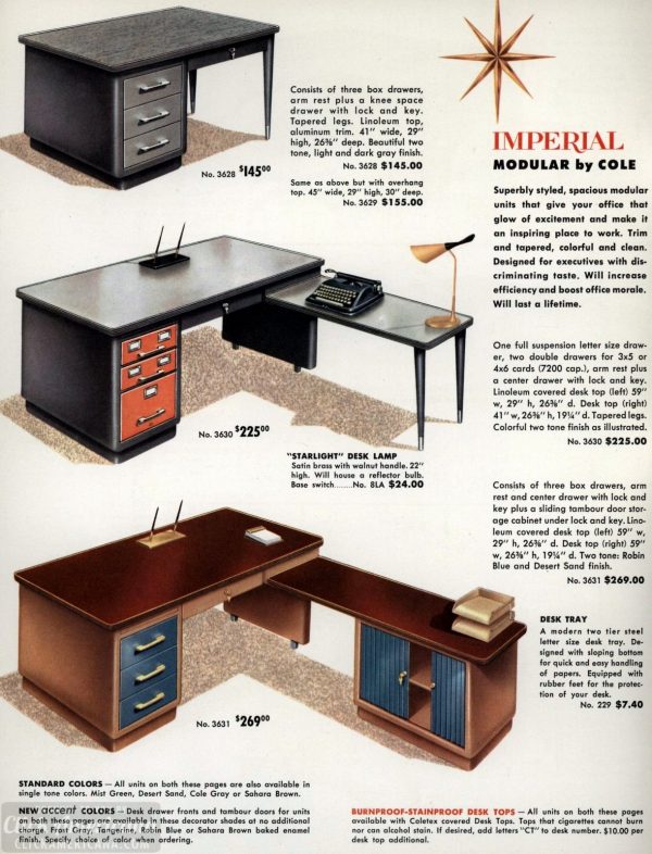 Vintage 1950s office furniture & sleek midcentury modern desks show