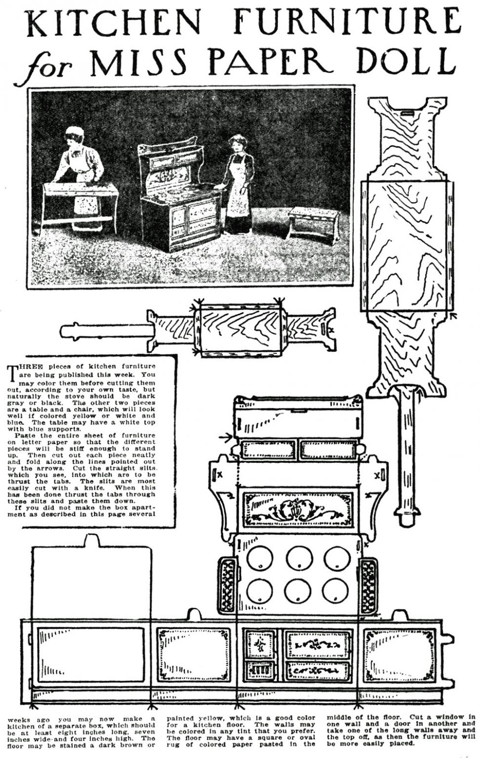 Vintage paper doll sets Miss Paper Dolls, outfits & furniture (1911