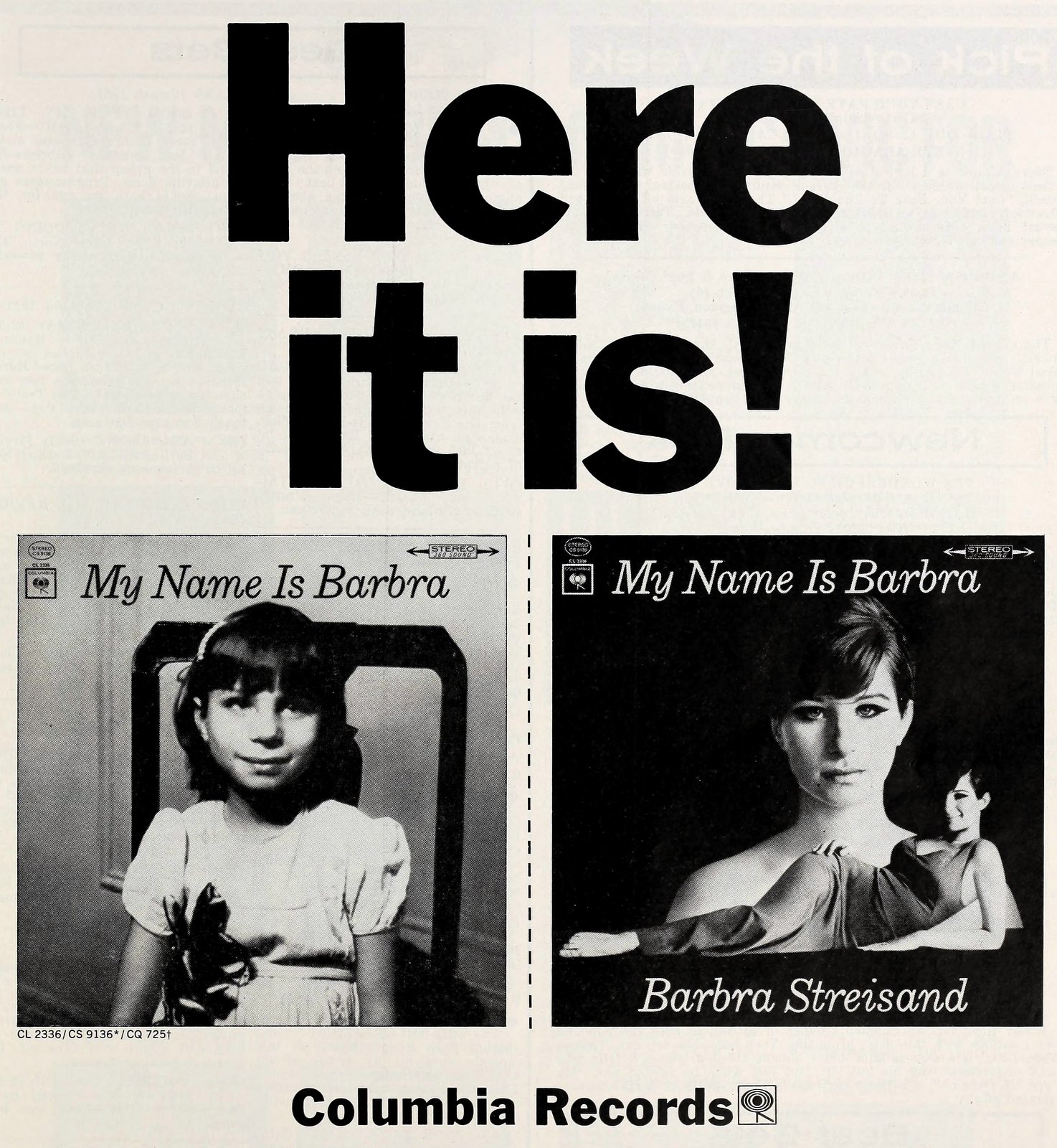 My Name is Barbra - Streisand (1965) via ClickAmericana com