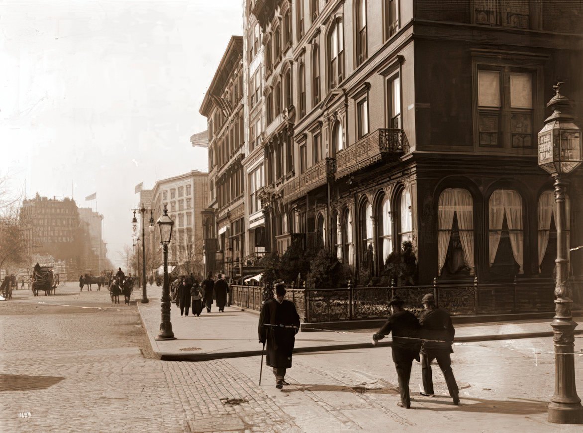 NYC old Delmonico Building at Fifth Avenue and 26th Street in 1895-restored