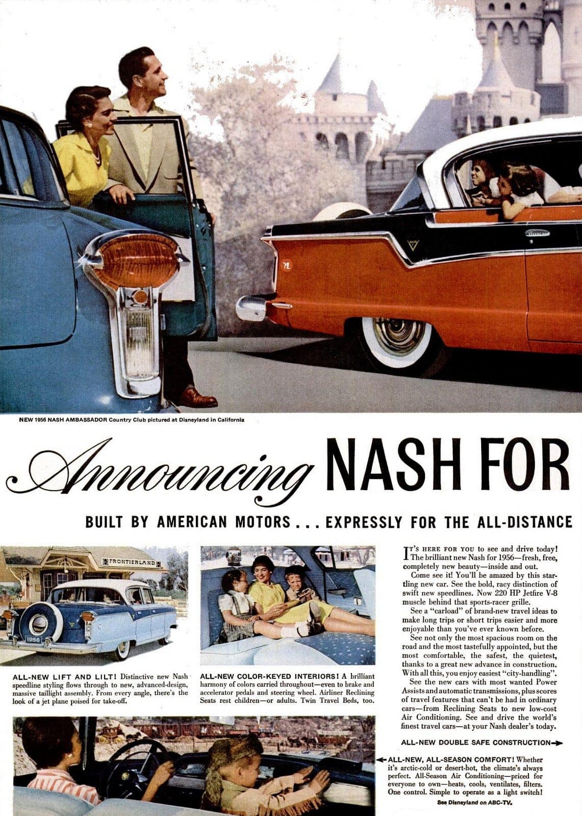 1950s Nash cars had some crazy ideas that Detroit ignored -- and some of them actually worked 27 Nov 1955 Classic Nash Ambassador cars in Disneyland (1)
