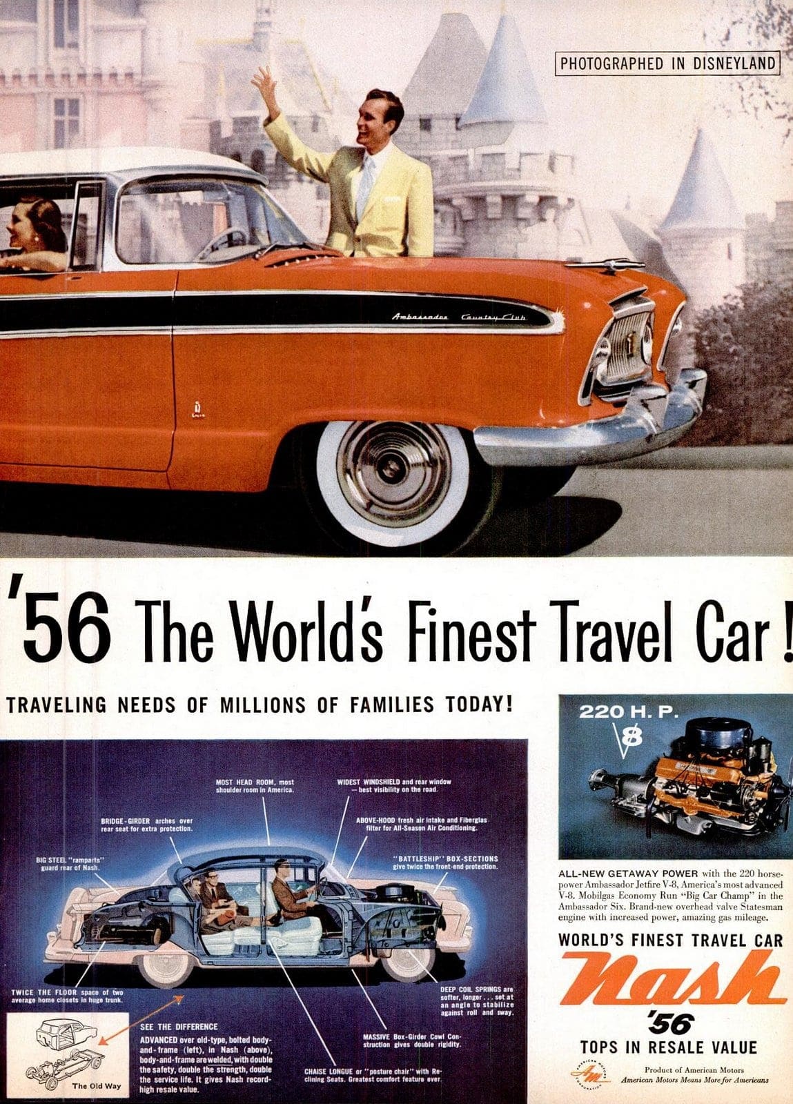 1950s Nash cars had some crazy ideas that Detroit ignored -- and some of them actually worked 28 Nov 1955 Classic Nash Ambassador cars in Disneyland (4)