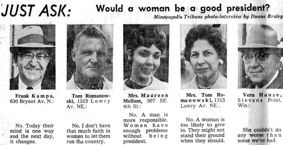 November 1963 Minneapolis - Woman president via ClickAmericana com