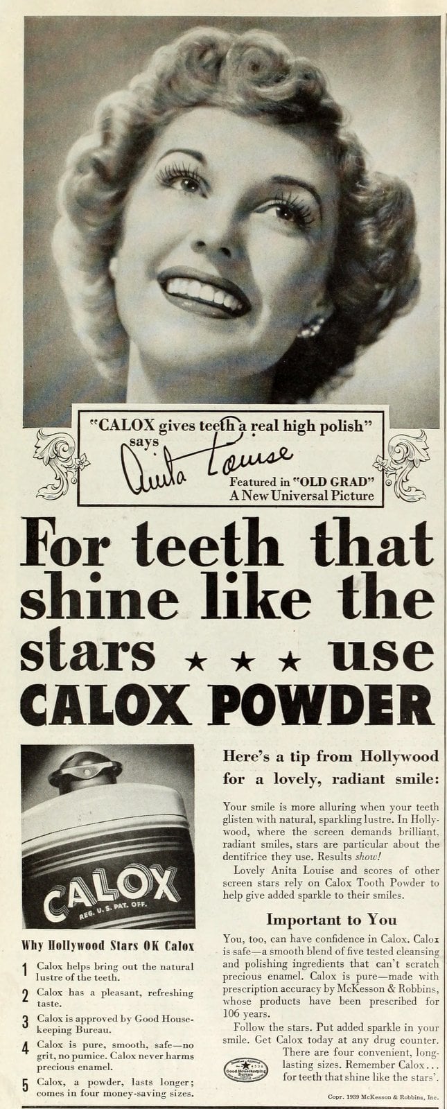 Old Calox Powder for teeth (1939) via ClickAmericana com