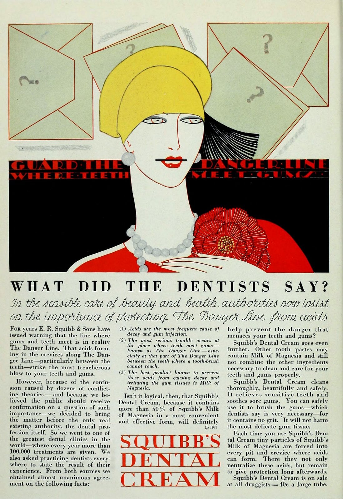 Old Squiibb's Dental Cream ad (1927) via ClickAmericana com