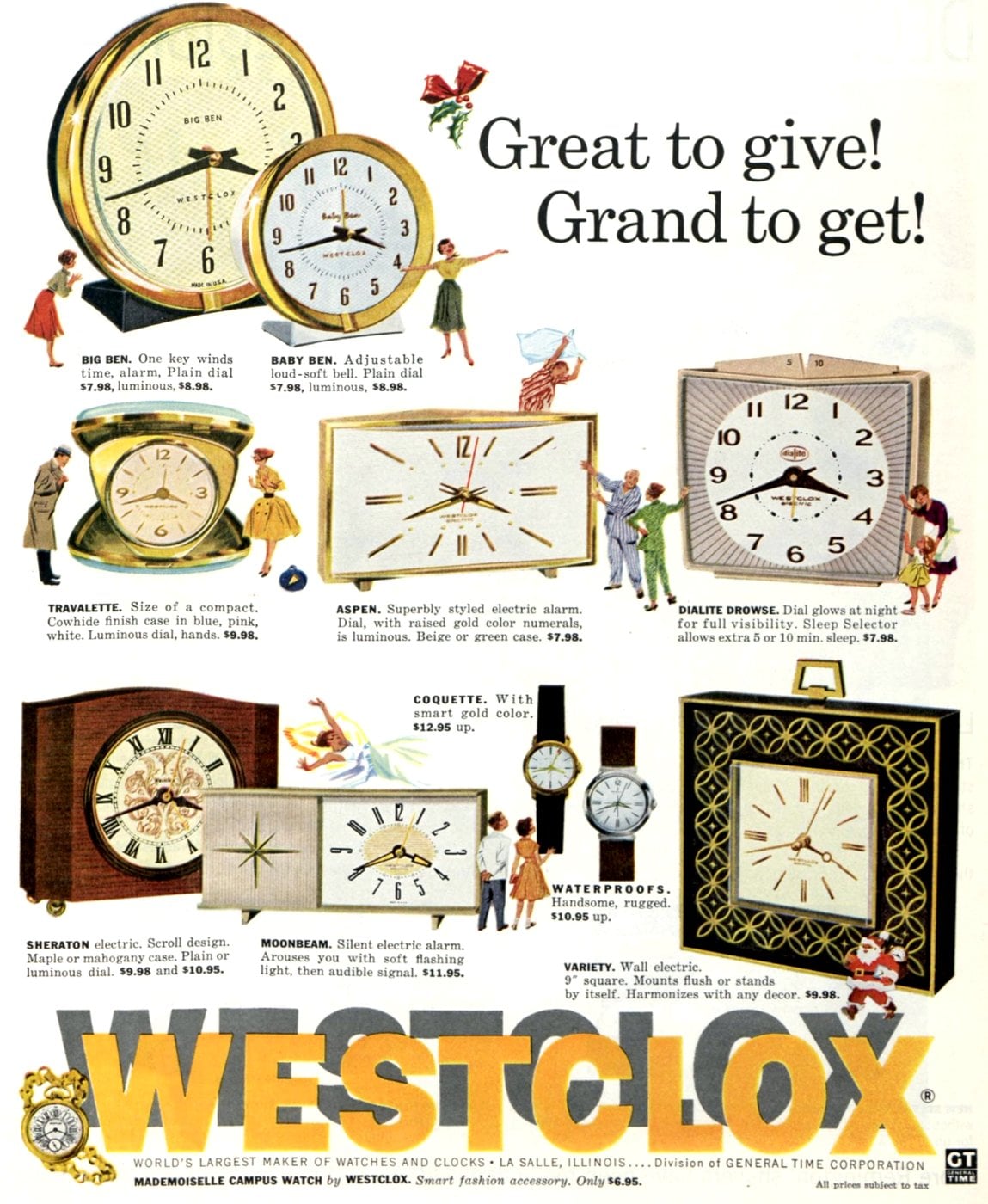 Old-fashioned Westclox alarm clocks from 1961