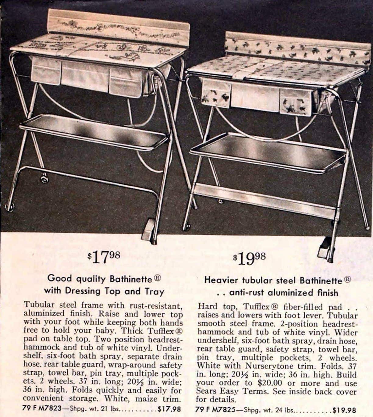 Vintage baby gear from the 1950s promised safety, savings & style 17 Old-fashioned baby changing table and bath from the fifties