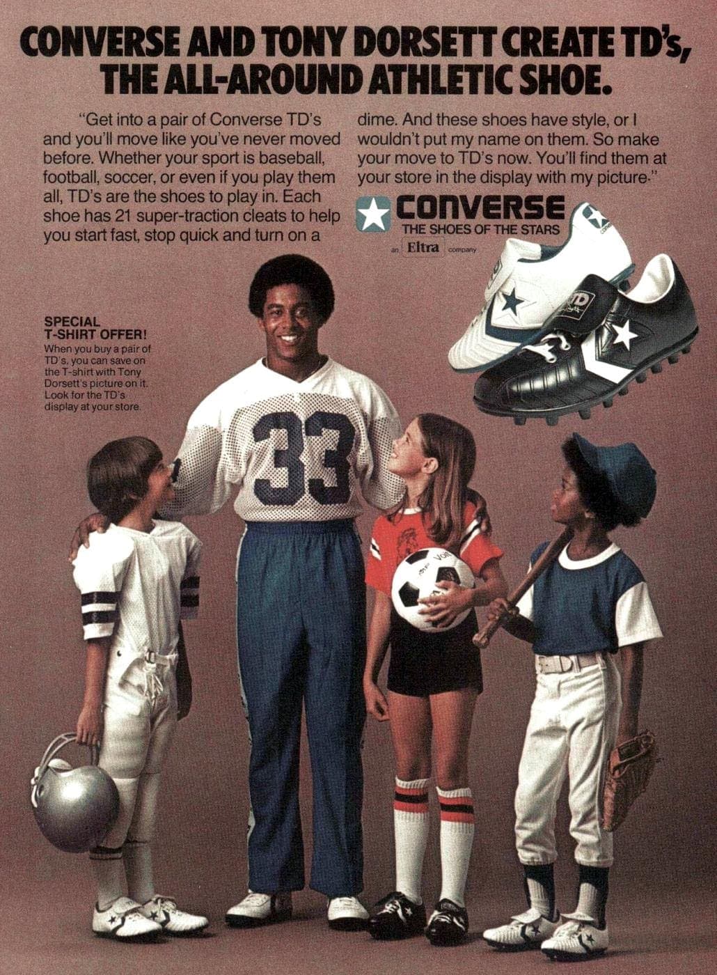 Old-school Tony Dorsett Converse athletic shoes 1979