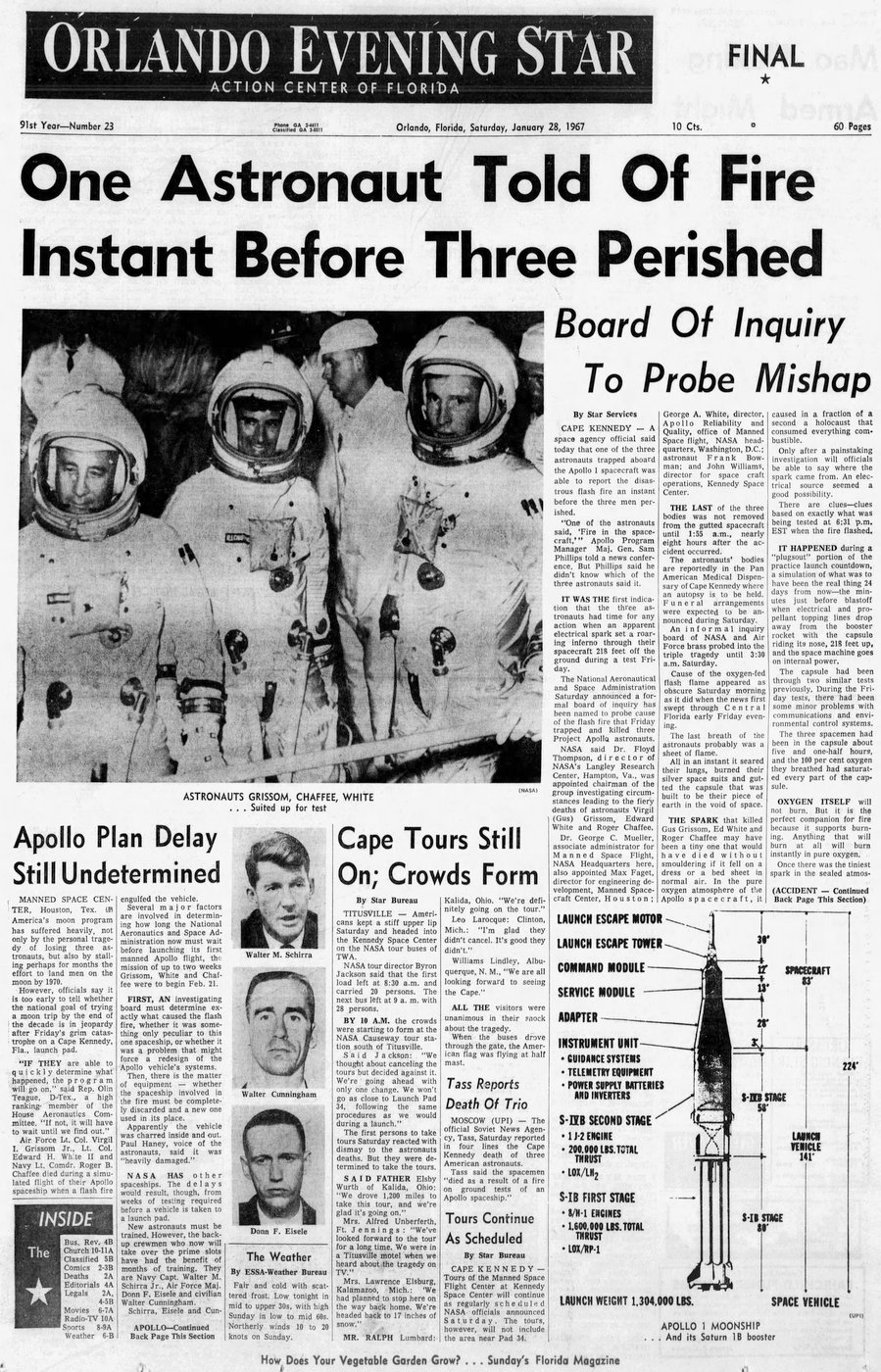 How the Apollo 1 astronauts tragically died in a flash fire on the
