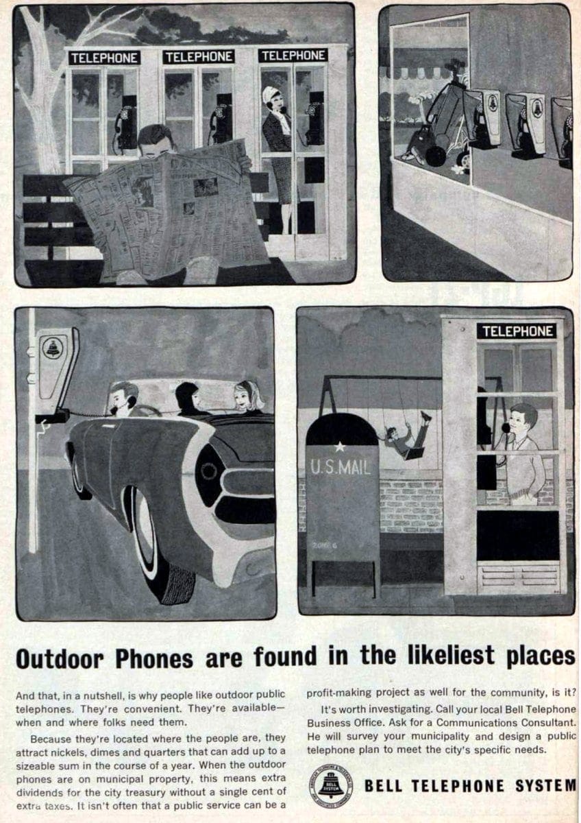 Outdoor payphones in 1963