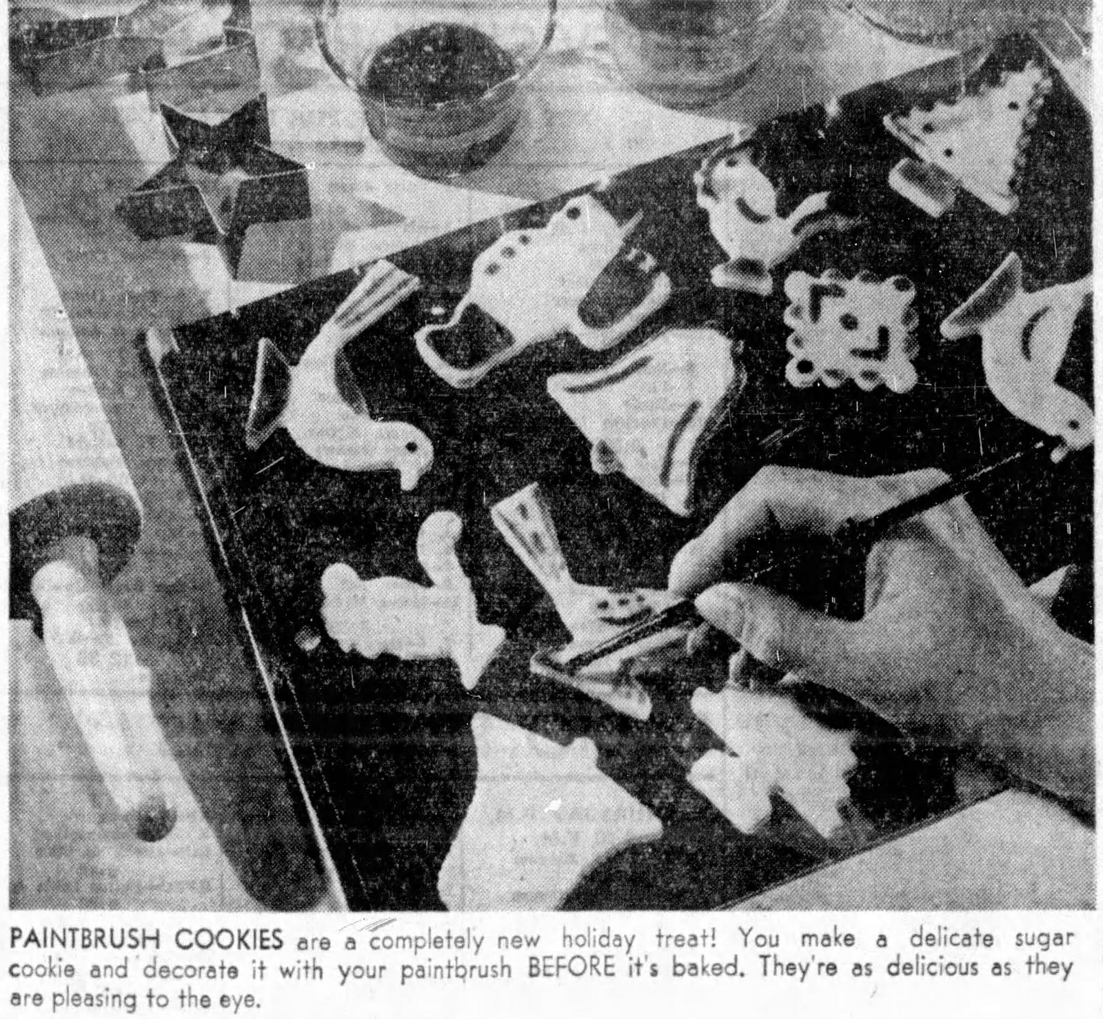 Paintbrush cookies - 1950s holiday treat (1956) via ClickAmericana com
