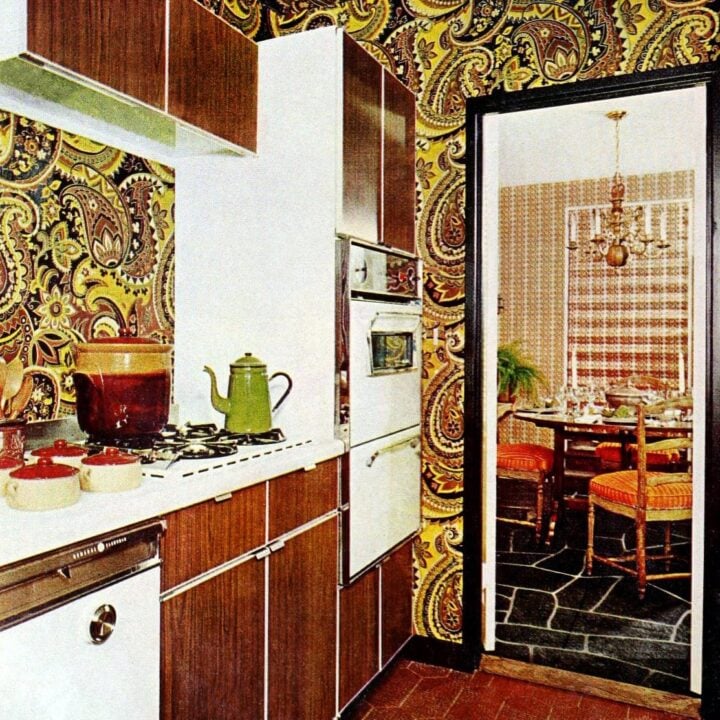 Paisley kitchen decor from the 60s