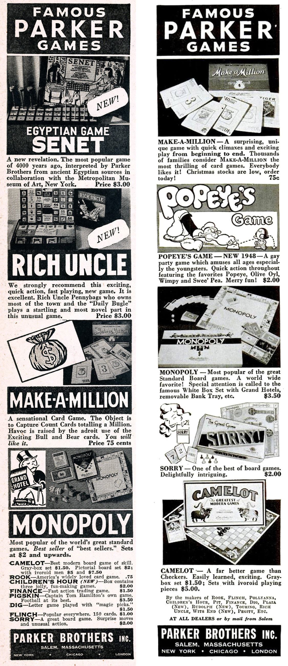 Famous Parker board games from the 1940s Click Americana