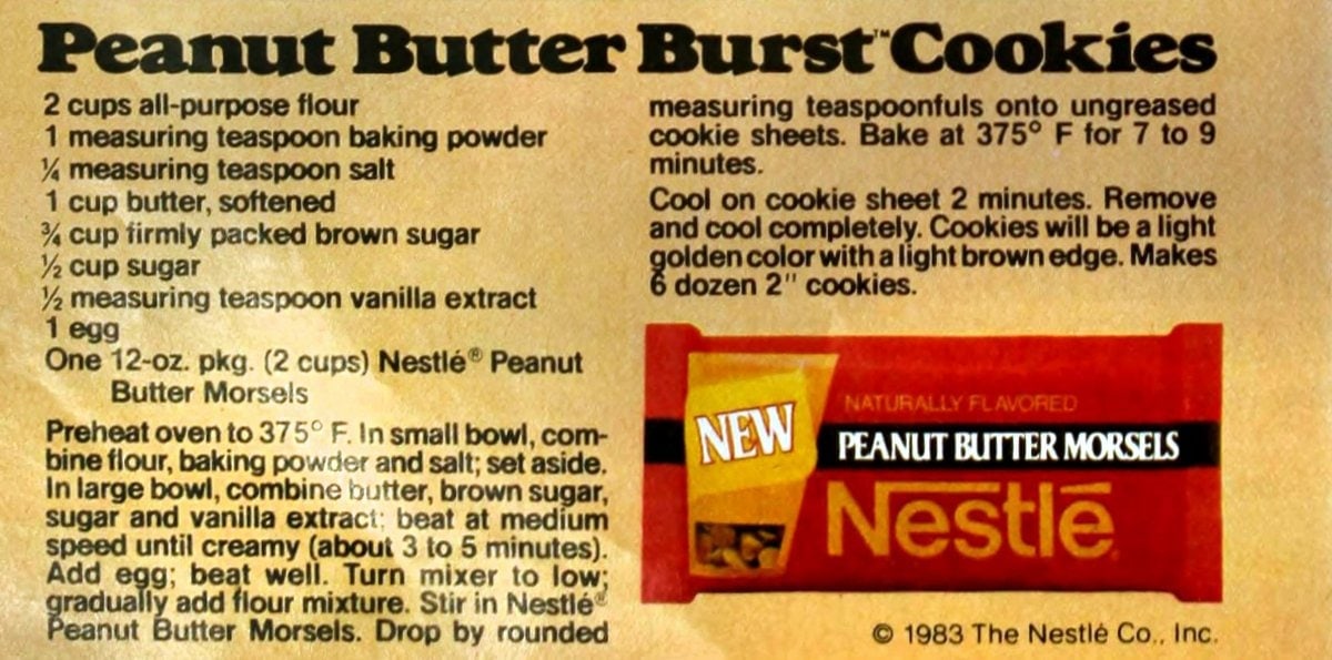 Peanut butter burst cookie recipe (1983) Click Americana