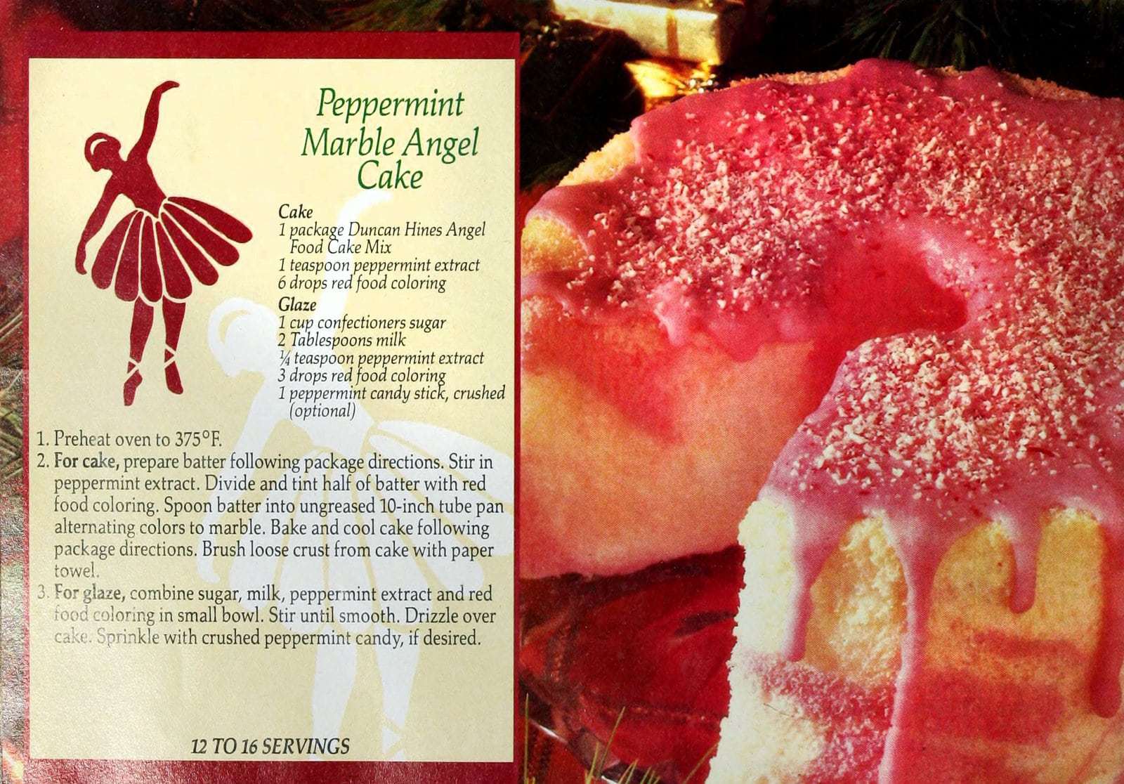Peppermint marble angel cake retro recipe (1990) Click Americana