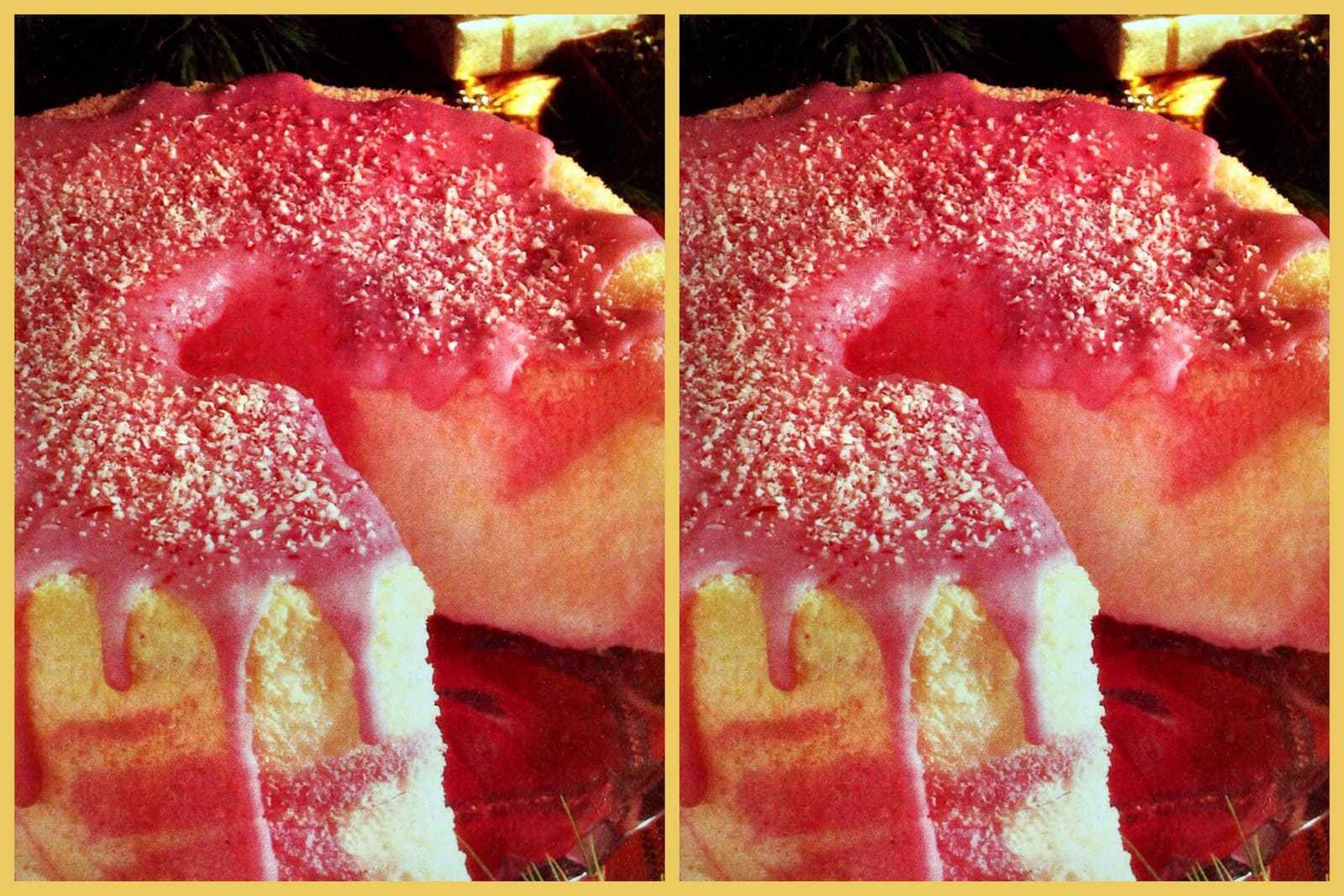 Peppermint marble angel cake vintage dessert recipe (1990)
