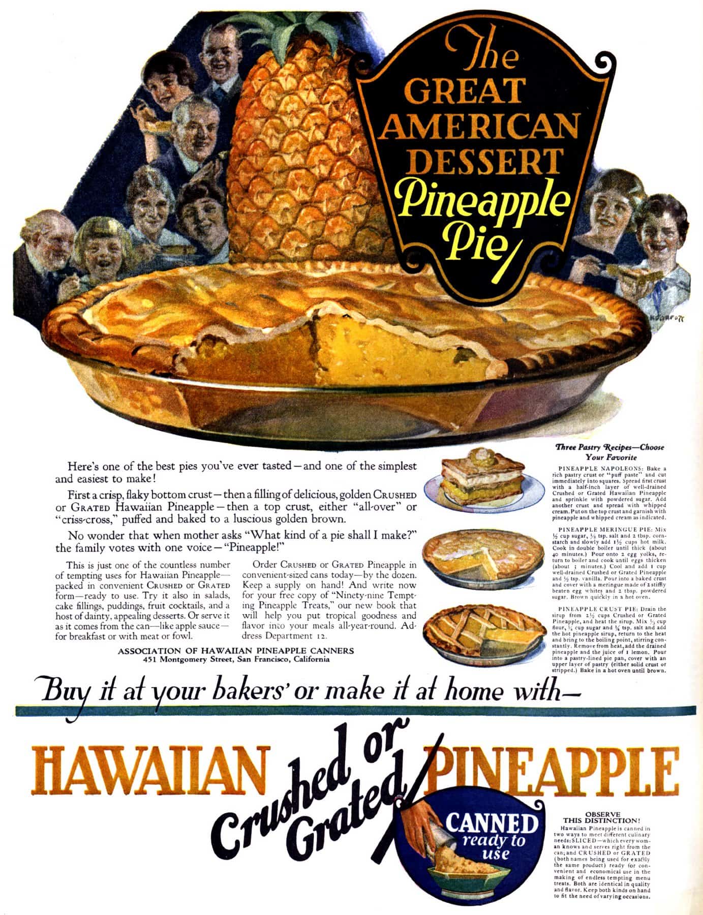 Pineapple pie recipe 1922