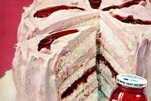 Pink Easter Bonnet cake with berry jam frosting filling (1958)