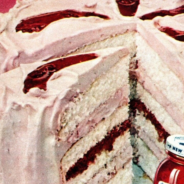 Pink Easter Bonnet cake with berry jam frosting filling (1958)