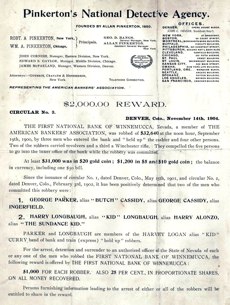 How Butch Cassidy & the Sundance Kid built a 500-man gang & ruled the Wild West 2 Pinkerton reward for Butch Cassidy (1904) via ClickAmericana com