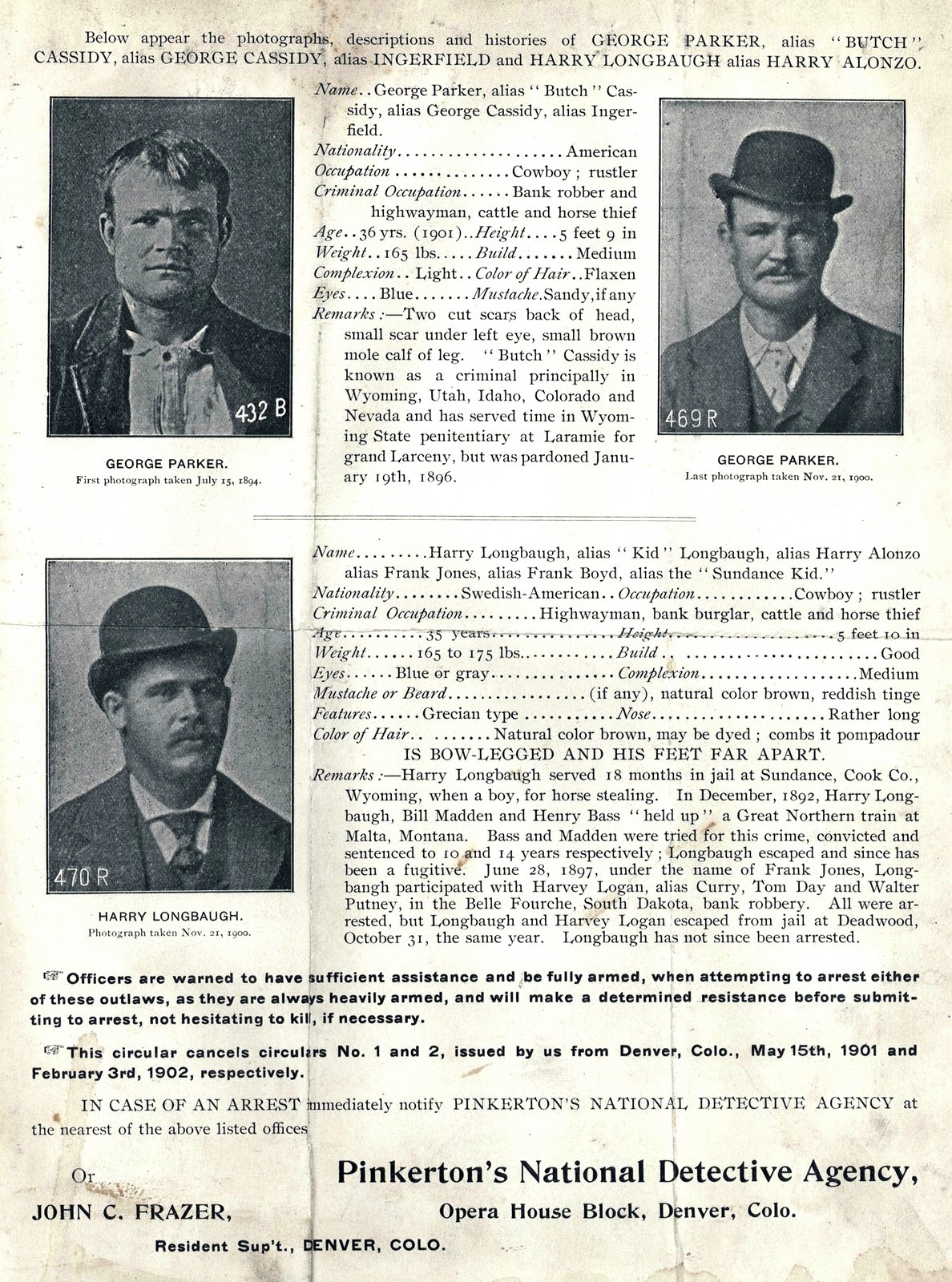 How Butch Cassidy & the Sundance Kid built a 500-man gang & ruled the Wild West 3 Pinkerton wnated poster for Butch Cassidy and gang (1904) via ClickAmericana com