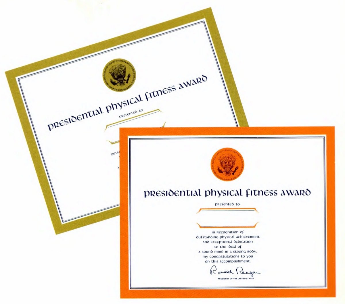 Presidential Physical Fitness Awards guidelines - Reagan