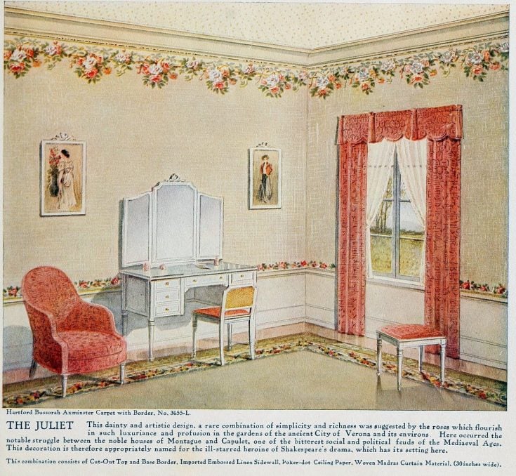 Vintage home wall decor from the 1910s, with 40 different room examples