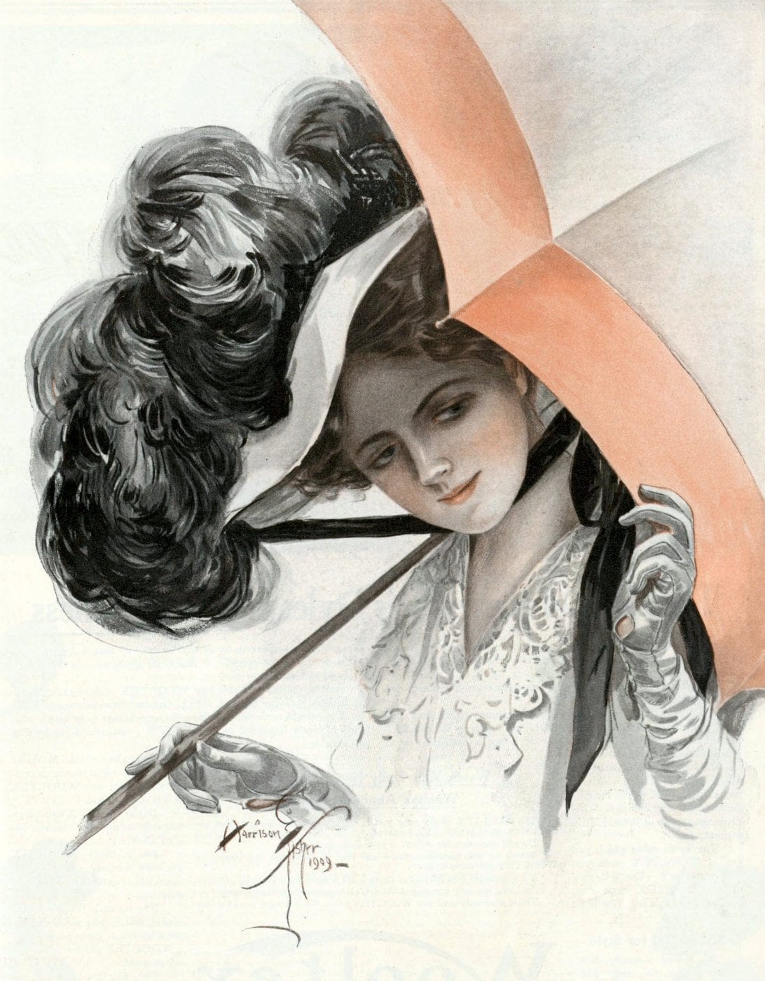 Pretty women with parasol -1909