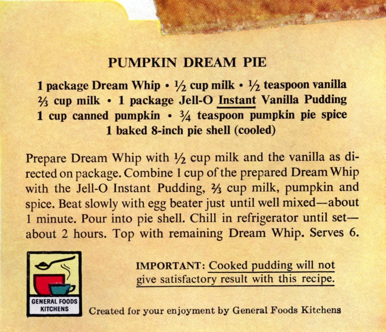 Pumpkin Dream Pie The 50s classic nobake dessert recipe, plus a bonus