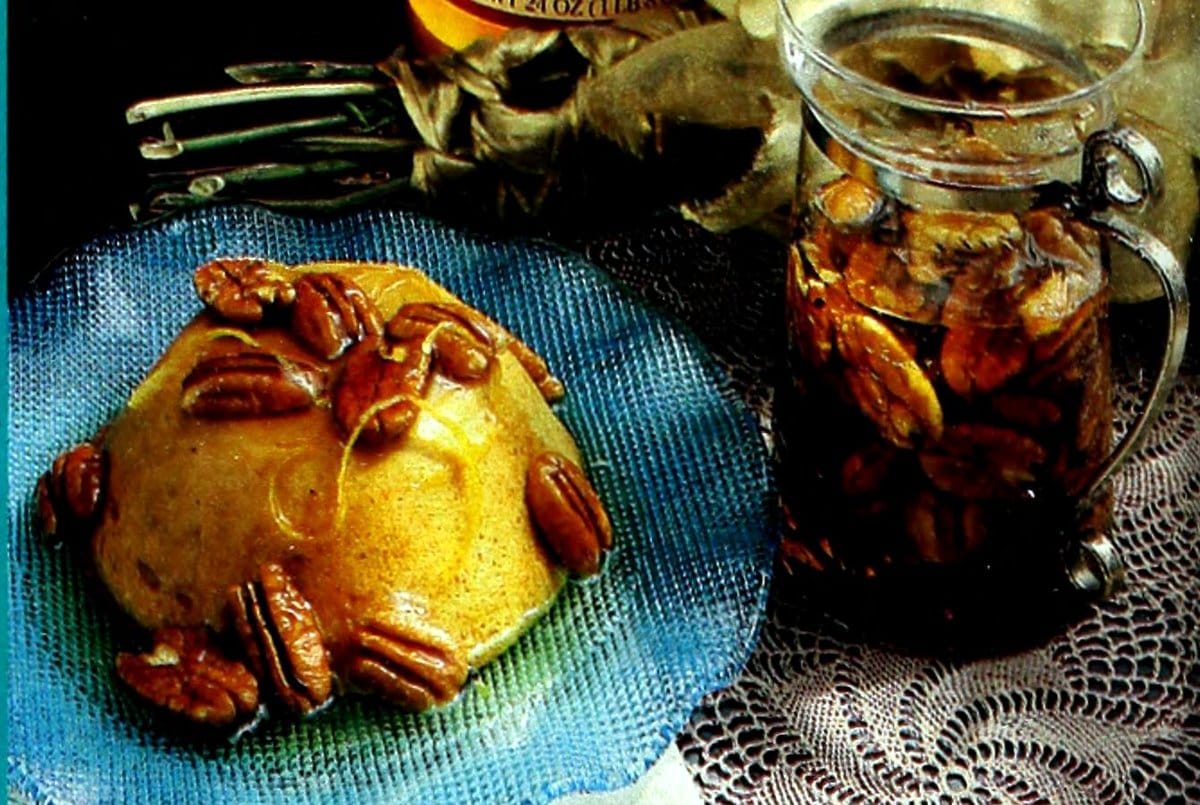 Pumpkin pudding with honey pecan sauce (1989) - Click Americana