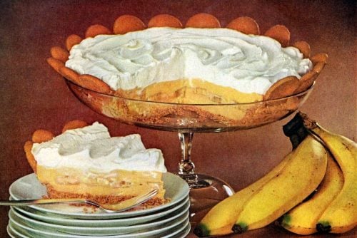 Recipe for old-fashioned magic crystals banana cream pie (1957)